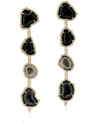 Artisan - 18k Yellow Gold Pave Diamond Black Geode Dangle Drop Earrings - Lyst