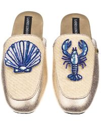 Laines London - Neutrals Classic Mules With With Mediterranean Shell & Lobster Brooches - Lyst