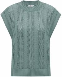 Peraluna - Sima O-Neck Openwork Knit Blouse - Lyst