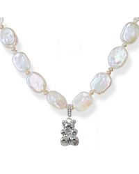 Ninemoo - Rectangular Pearl & Bear Pendant Necklace - Lyst