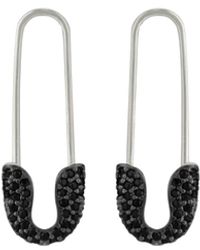 Spero London - Pave Safety Pin Earrings Jewelled Sterling - Lyst