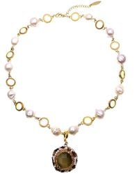 Farra Irregular Freshwater Pearls With Removable Charm Necklace - White