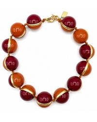Michael Nash Jewelry - Dina Tobacco And Burgundy Resin Two Tone Necklace - Lyst