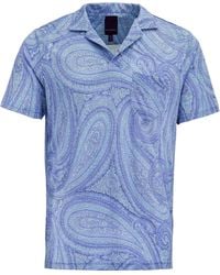 lords of harlech - Bobby Wild Paisley Oxford Merino Jersey Collared Shirt - Lyst