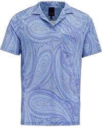 lords of harlech - Bobby Wild Paisley Oxford Merino Jersey Collared Shirt - Lyst