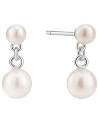Vanhi - Double Freshwater Pearl Drop Stud Earrings - Lyst