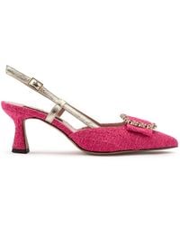 Ilvi - Tuomo Fuchsia Tweed-Leather Heeled Sandal - Lyst