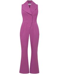 Femponiq - Double Breasted Shawl Lapel Jumpsuit - Lyst
