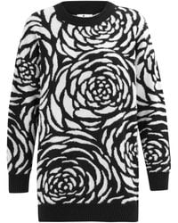 Peraluna - Rose Patterned Knitwear Fluffy Crew Neck Sweater - Lyst