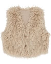 Little Lies - Neutrals Penny Lane Faux Mongolian Fur Gilet - Lyst
