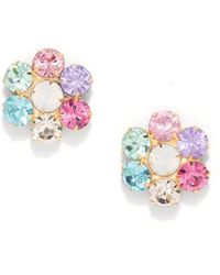 The Pink Reef - Handcrafted Floral Crystal Studs - Lyst