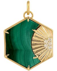 Artisan - Solid Yellow Gold Diamond Designer Malachite Pendant Handmade Jewelry - Lyst