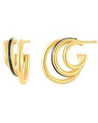 Gold & Honey - Triple Hoop Earrings With Enamel - Lyst