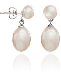 Pearls of the Orient Online - Gratia Button Cultured Freshwater Pearl Stud With Teardrop Earrings - Lyst