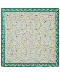 Le Parmentier - Heritage Chain And Pearls Silk Square Scarf - Lyst