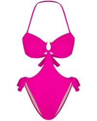 Mahogany Coast Swim - Desire Ruched Bandeau Side-Tie Swimsuit - Lyst