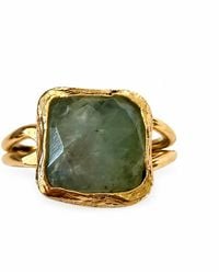 By Ozge - Natural Mystic Labradorite Plated Adjustable Statement Ring - Lyst