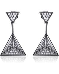 Genevive Jewelry - Sterling Plated Cubic Zirconia Multiple Triangle Jacket Earrings - Lyst