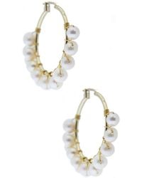 Saachi - Freshwater Pearl Hoop Earrings - Lyst