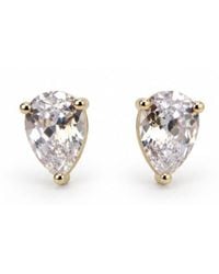 Jagged Halo Jewelry - Bombshell Pear-Shaped Cz Stud Earrings Plated Stainless Steel - Lyst