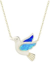 KAMARIA - Opal Dove Bird Necklace With Crystals - Lyst