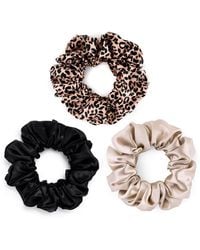Silk Works - Rose Neutrals Rose Leopard Mixed Large Scrunchie Set - Lyst