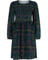 Sugarhill - Lucy Shirred Short Dress Check - Lyst
