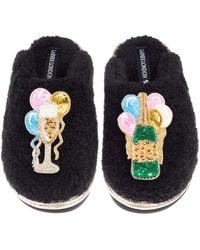 Laines London - Teddy Closed Toe Slippers With Birthday Bubbles Brooches - Lyst
