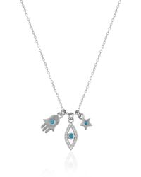 Spero London - Hamsa Evil Eye Star Sterling Necklace - Lyst