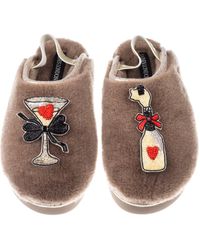 Laines London - Neutrals Flatform Cloud Slippers With Popping Champagne Brooches - Lyst