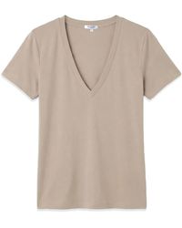 NOEND - Neutrals Supima Cotton Plunge V-Neck Tee - Lyst