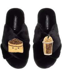 Laines London - Classic Slippers With Laines Lovables Coffee Beans & Frappe Brooches - Lyst