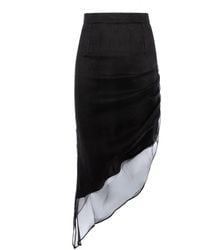 AVENUE No.29 - Asymmetric Gathered Silk Midi Skirt - Lyst