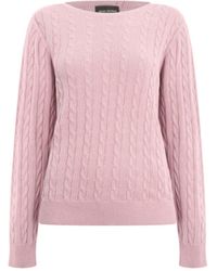 James Lakeland - Cable Knit Jumper Pale Pink - Lyst