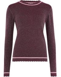 Sugarhill - Alexa Sparkly Scallop Sweater Wine - Lyst