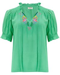 Sugarhill - Angelique Shirred Top, Parrots Embroidery - Lyst