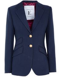 The Extreme Collection - Single Breasted Premium Crepe Navy Blazer With Double Pockets Agneta - Lyst