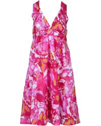 Conquista - Floral Cotton Voile A-Line Dress - Lyst