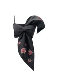 Rondooz - Hand Painted Satin Asymmetric Crop Top With Hand Applied Embellishment - Lyst