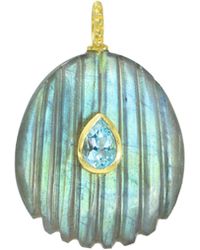 KAMARIA - Labradorite Gemstone Pendant With Topaz -- Shell - Lyst