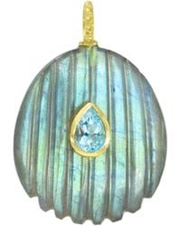 KAMARIA - Labradorite Gemstone Pendant With Topaz -- Shell - Lyst