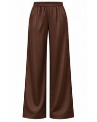 Luella Fashion - Satin Trousers With Elastic Waistband Chocolate - Lyst