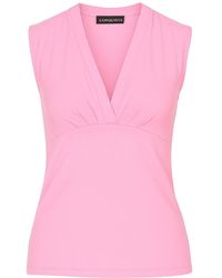 Conquista - Rose Sleeveless V-Neck Jersey Top – Stretch Fabric - Lyst