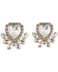 Achala Handcrafted - Neutrals Crystal Heart Earrings - Lyst