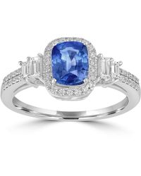 Artisan - Cushion Cut Sapphire & Diamond Halo Ring - Lyst