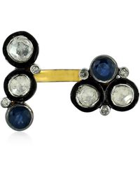 Artisan - 925 Sterling Silver Uncut Diamond Blue Sapphire Between The Finer Ring 18k Gold Jewelry - Lyst