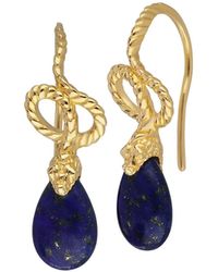 Gemondo - Ecfew Lapis Lazuli Snake Drop Earrings In Gold Plated Sterling Silver - Lyst