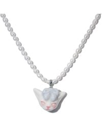 H2 Studio - Angry Puss Light Misty Bow Tie Freshwater Pearl Necklace - Lyst