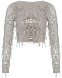 Thisisu Collection - Sylvie Sequin Fringe Crop Top - Lyst