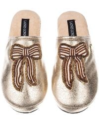 Laines London - Softie Slippers With & Pearl Beaded Stripe Bow Brooches - Lyst